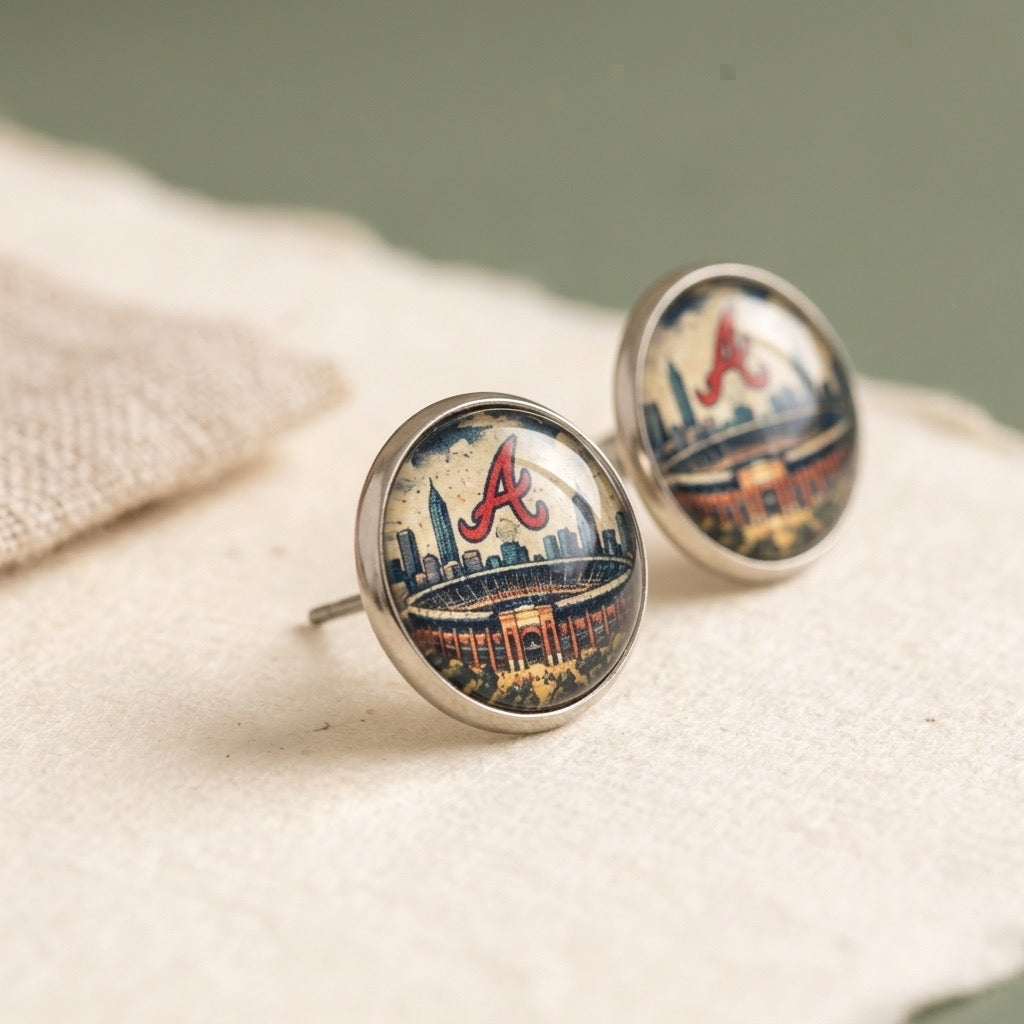 Atlanta Braves Baseball “A” Stud Earrings