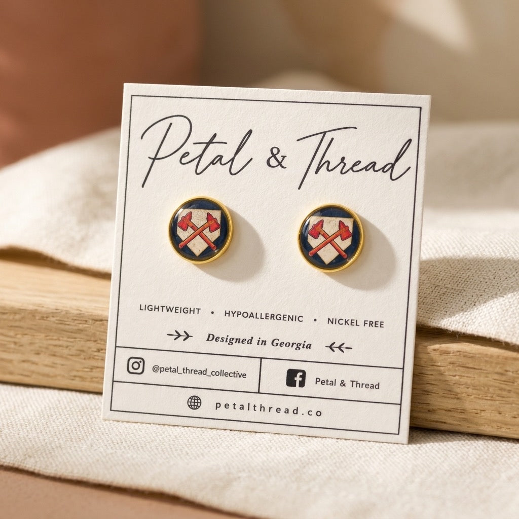 Braves inspired Tomahawk home plate 18k gold plated studs