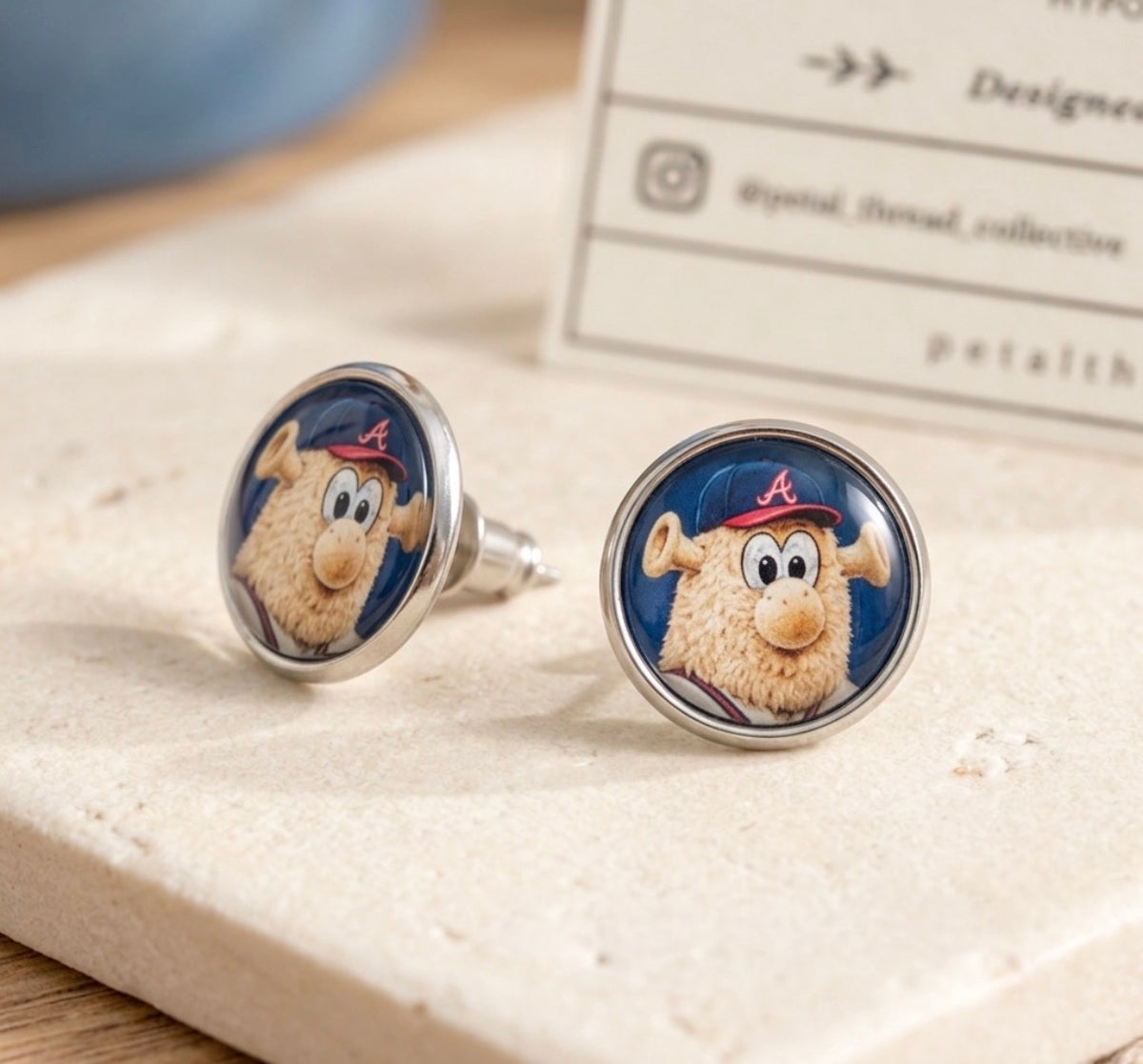Braves Blooper Mascot Blue Stainless Steel Studs