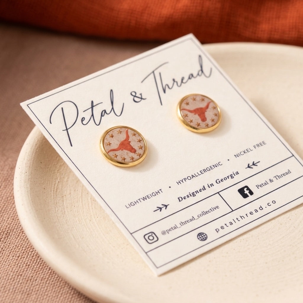 Texas Longhorns inspired 12mm round studs