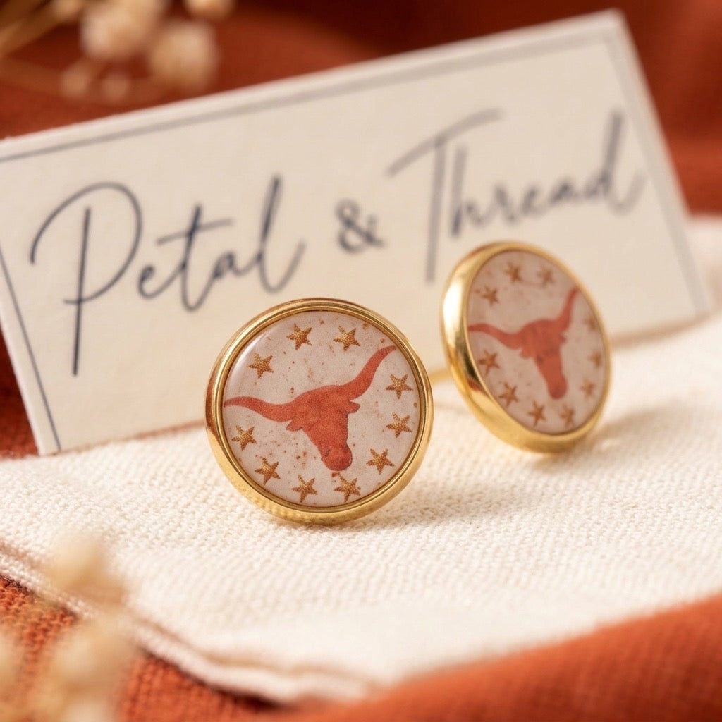 Texas Longhorns inspired 12mm round studs
