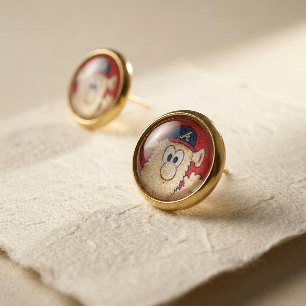 Blooper Mascot Braves inspired 12mm 18k gold plated studs