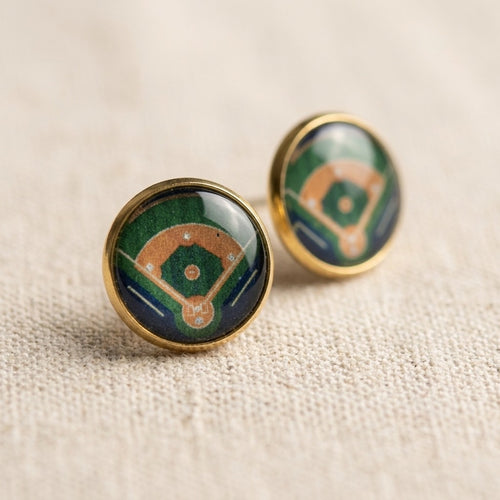 Baseball Diamond 12mm 18k gold plated studs