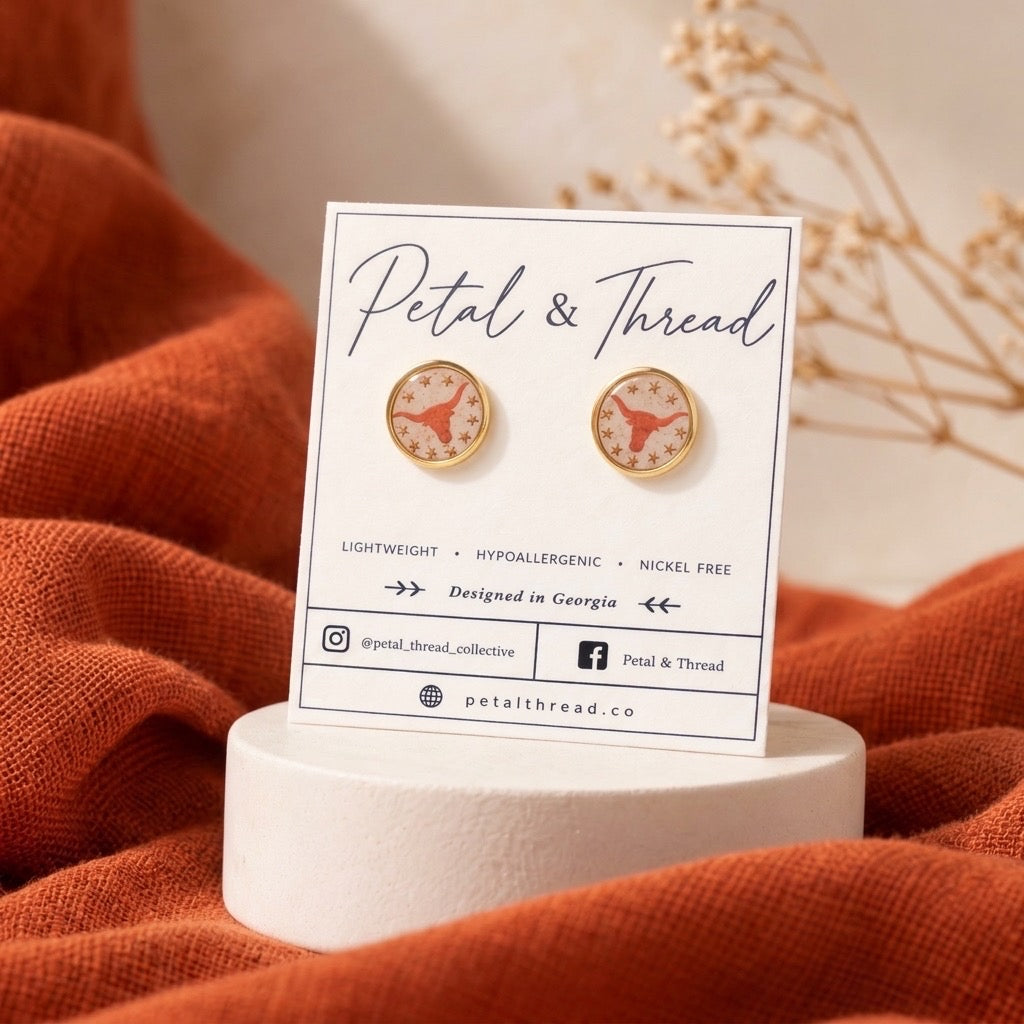 Texas Longhorns inspired 12mm round studs