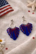 Patriotic Blue Shell Dangle Earrings
