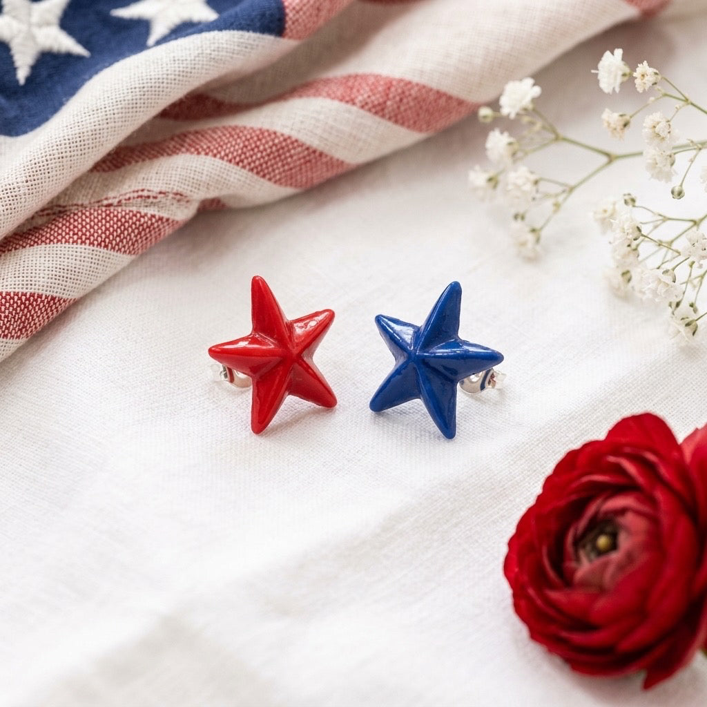 Patriotic Star Stud Earrings