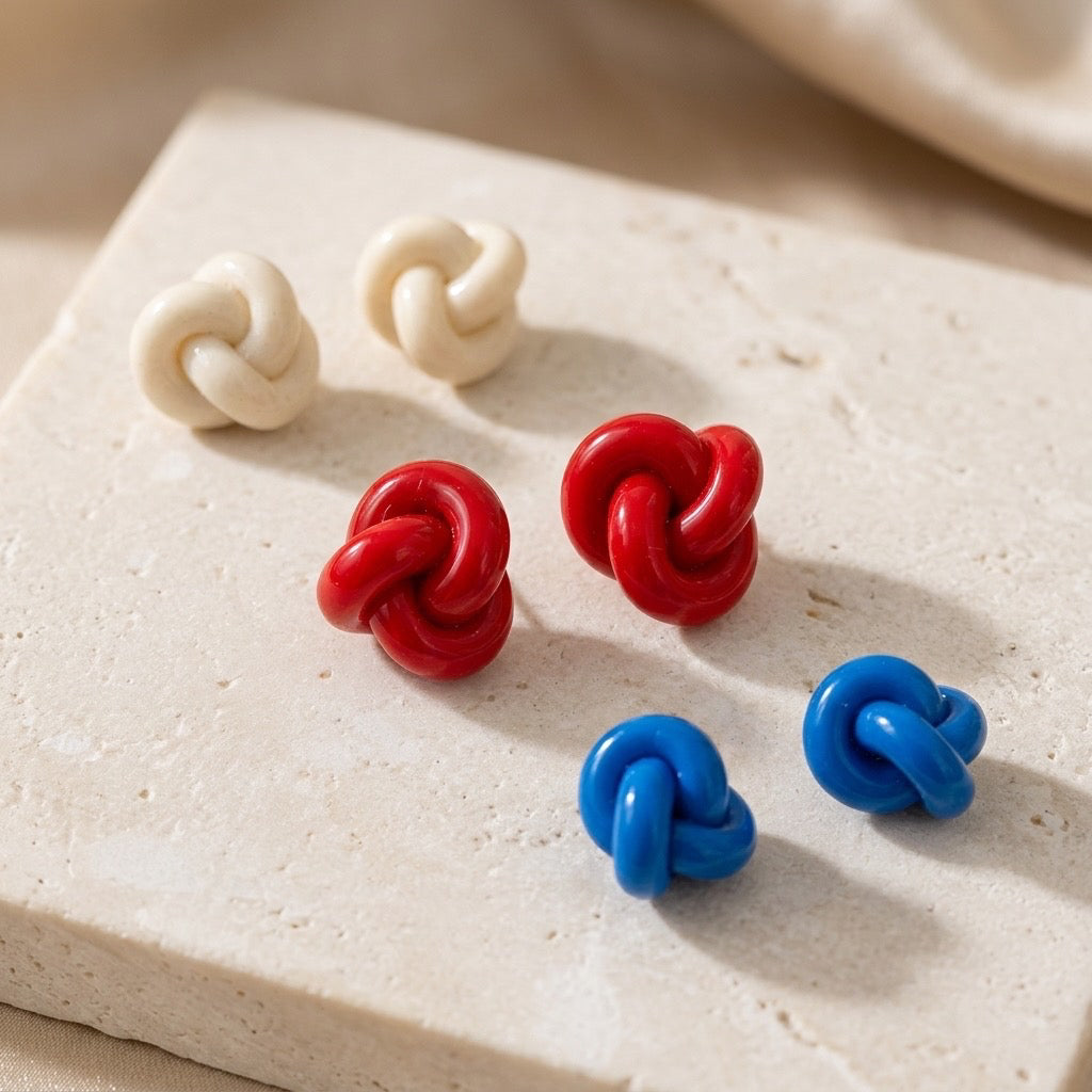 Patriotic Knotted Stud Trio Set