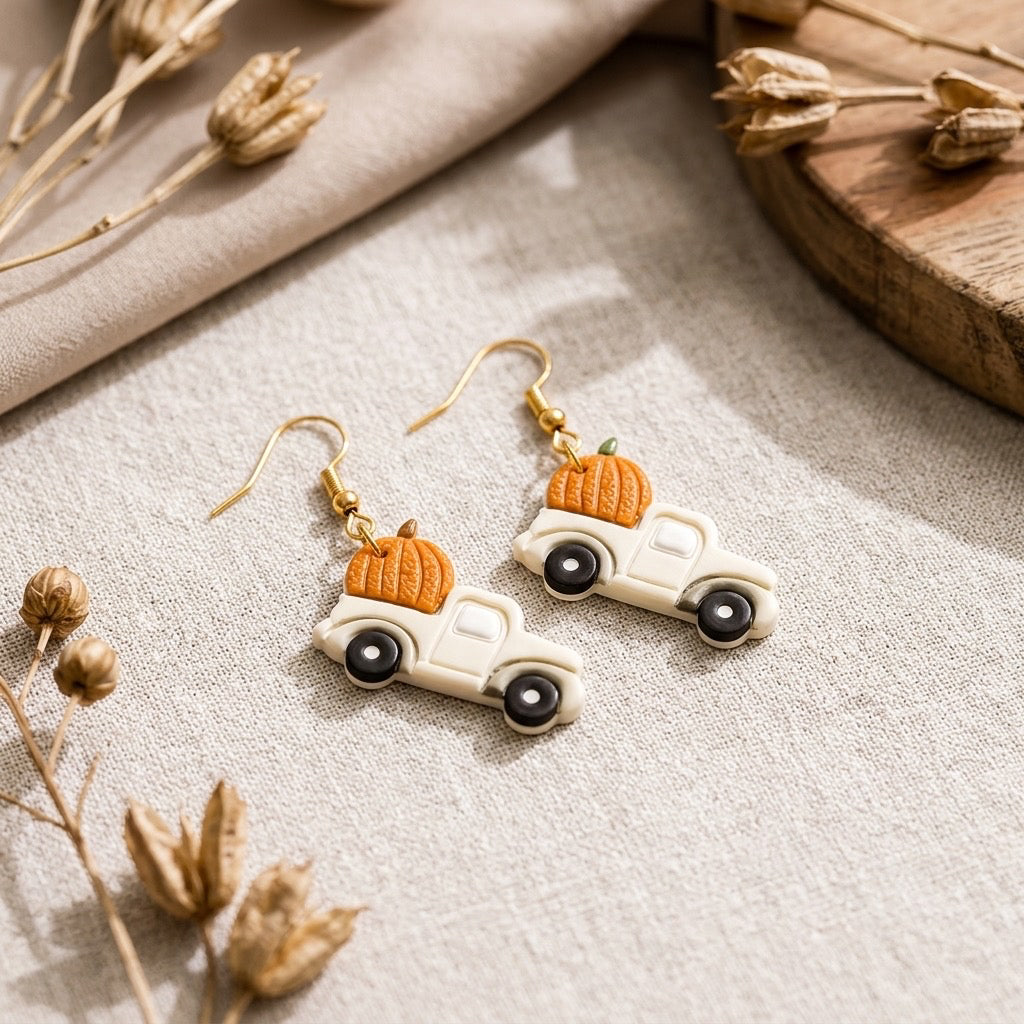Ivory pumpkin truck dangles