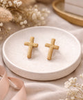 Gold Cross Stud Earrings | Lightweight Hypoallergenic Nickel Free