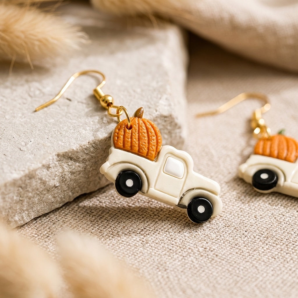 Ivory pumpkin truck dangles