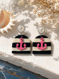 Pink Anchor Coastal Earrings – Handmade Nautical Polymer Clay Dangles