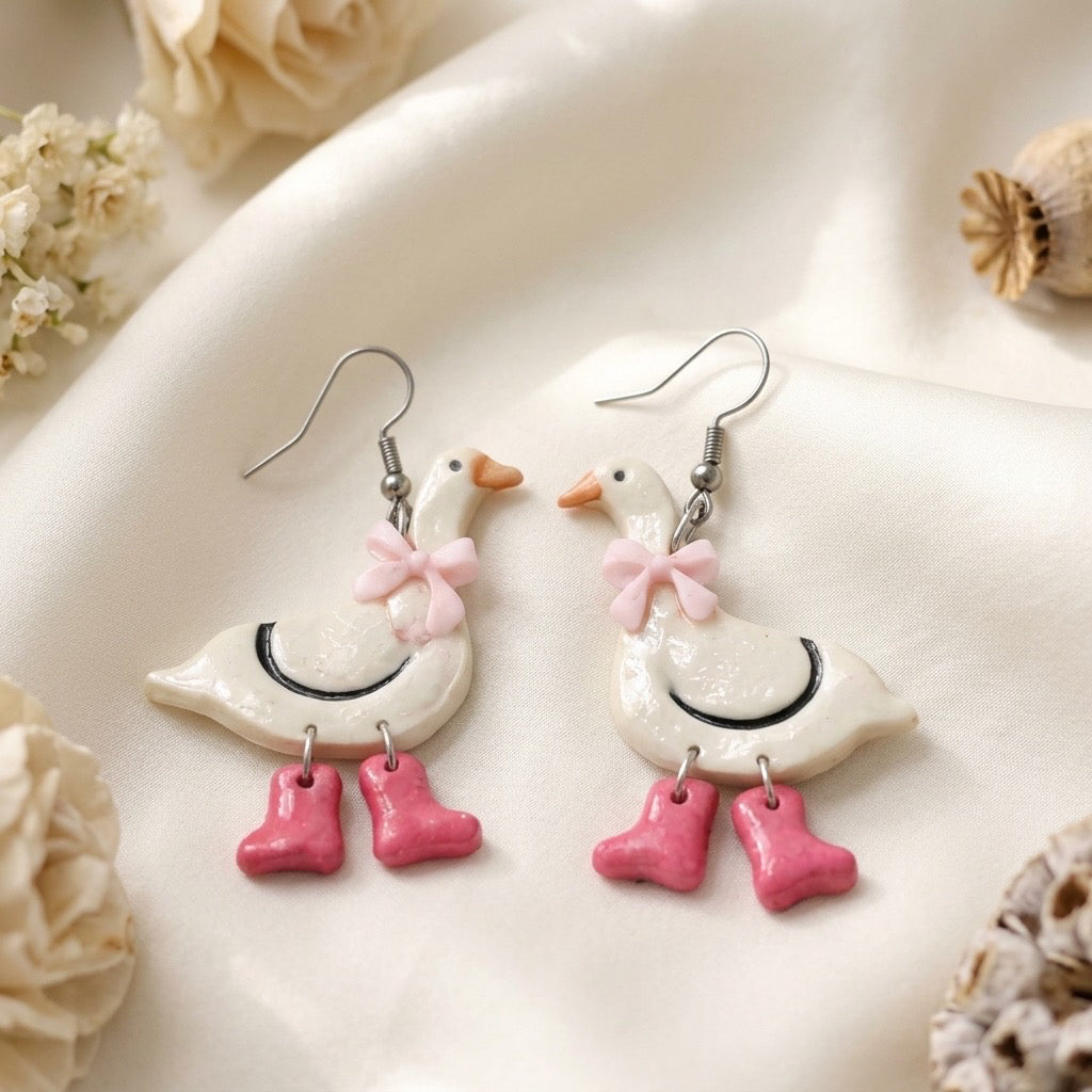Blush Goose Dangle Earrings – Lightweight, Hypoallergenic & Nickel Free