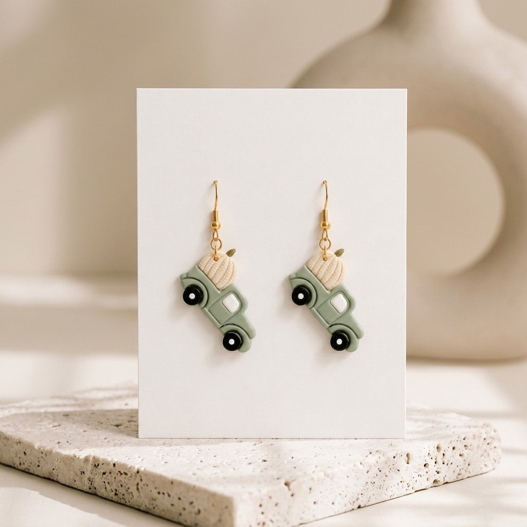 Olive green pumpkin truck dangle