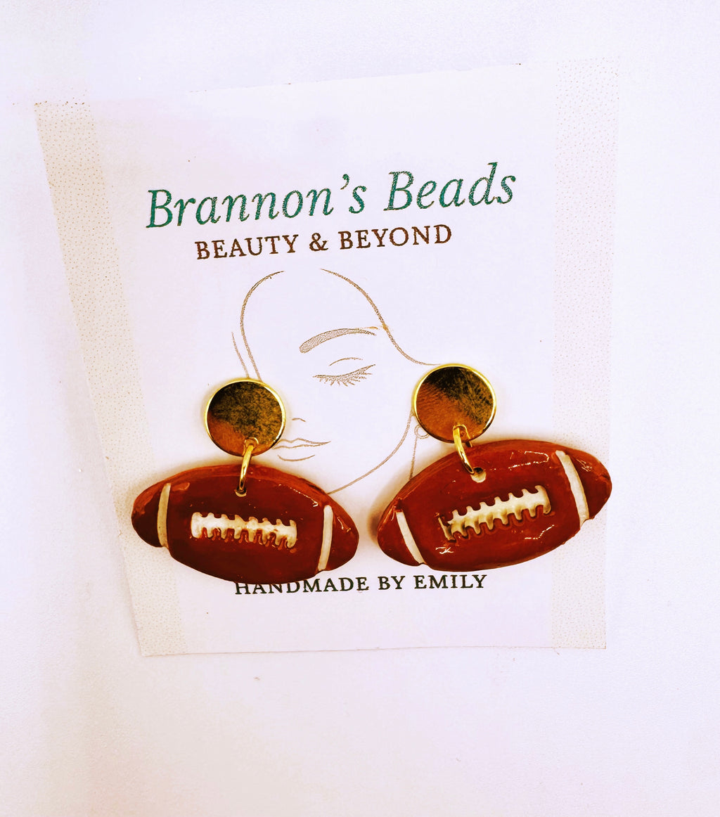Football Dangle Earrings (Gold Stud) – lightweight, hypoallergenic & nickel free