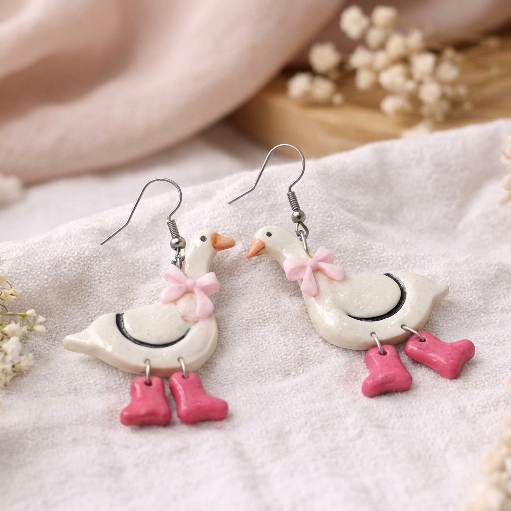 Blush Goose Dangle Earrings – Lightweight, Hypoallergenic & Nickel Free