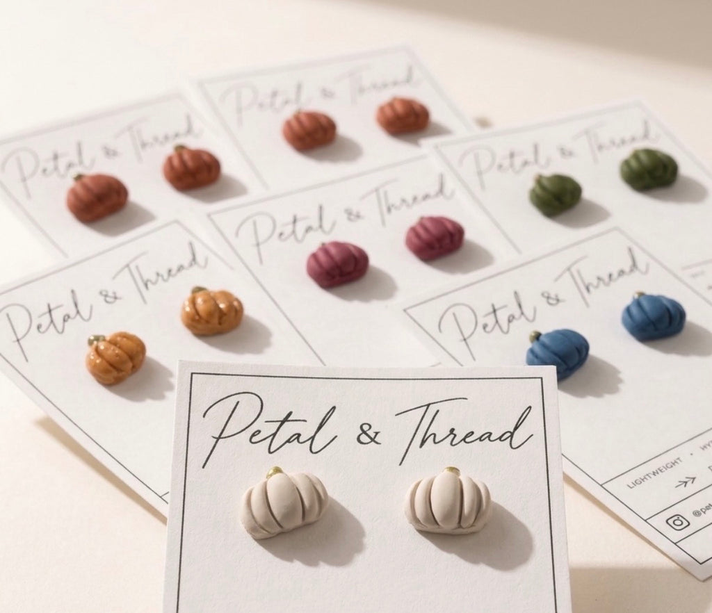 Golden Harvest Pumpkin Stud Earrings