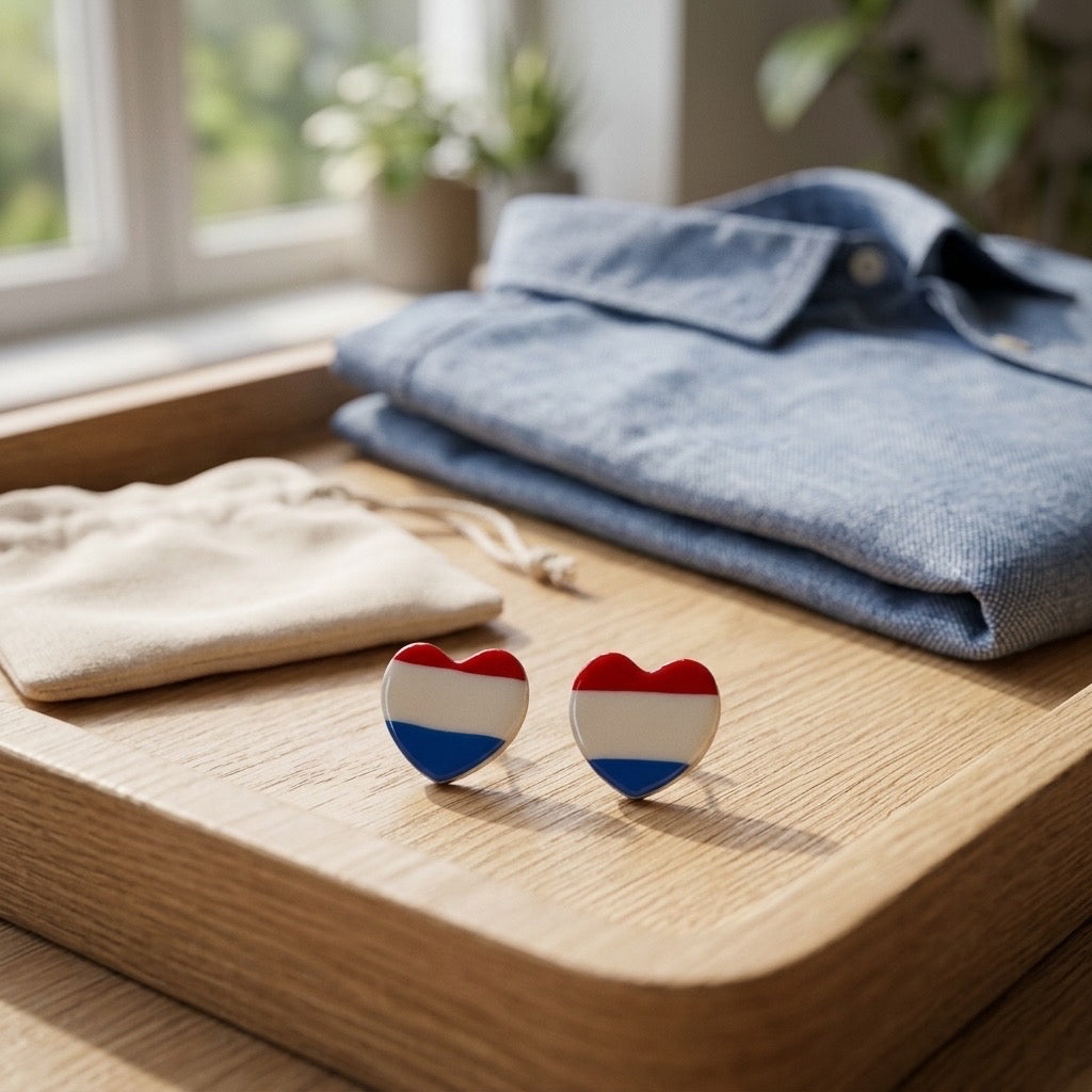 Patriotic Heart Stud Earrings
