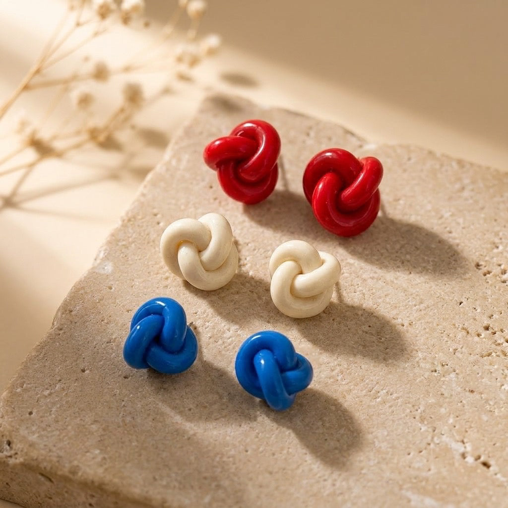 Patriotic Knotted Stud Trio Set