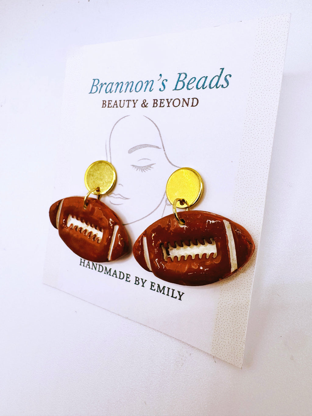 Football Dangle Earrings (Gold Stud) – lightweight, hypoallergenic & nickel free