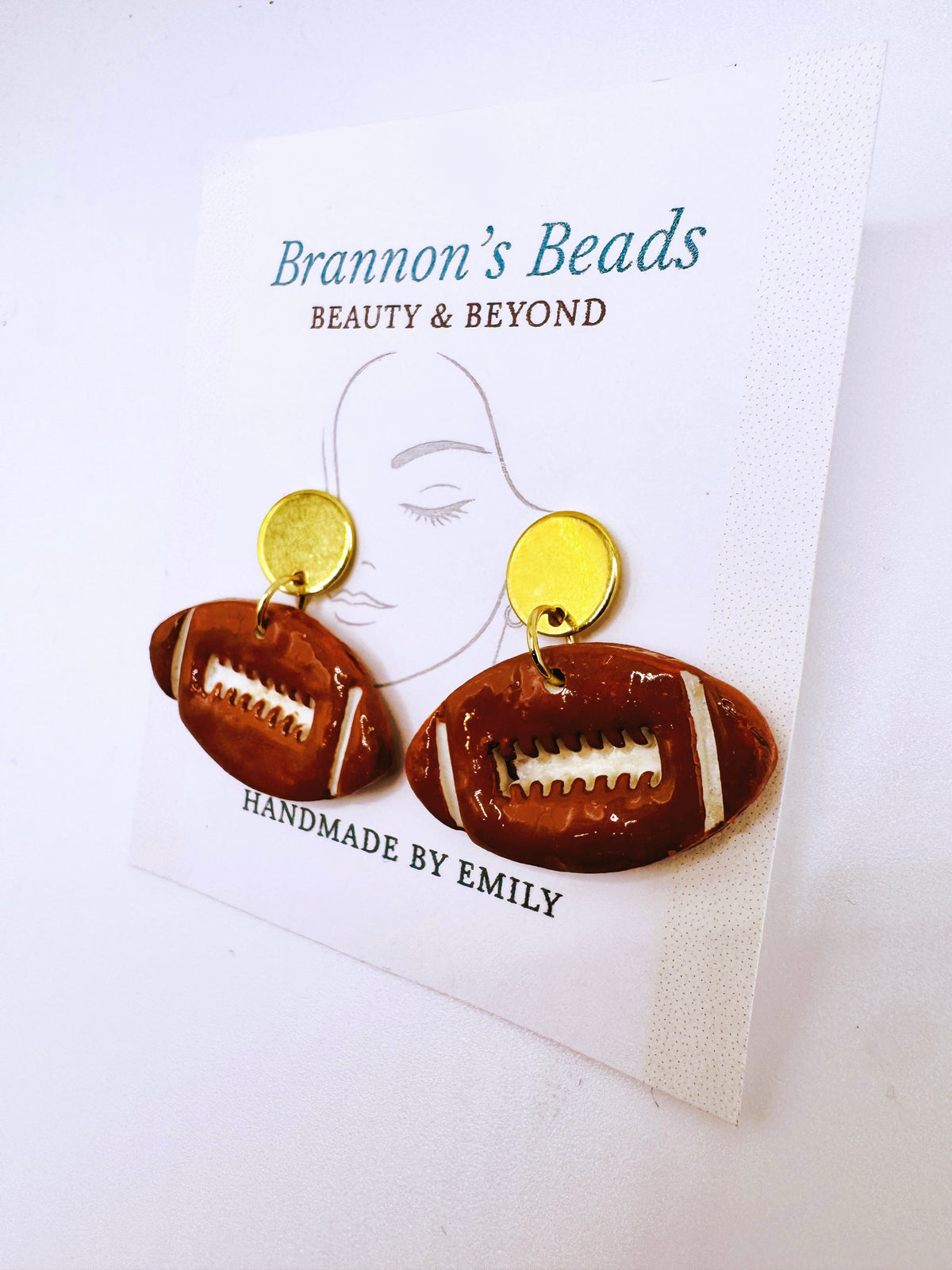Football Dangle Earrings (Gold Stud) – lightweight, hypoallergenic & nickel free