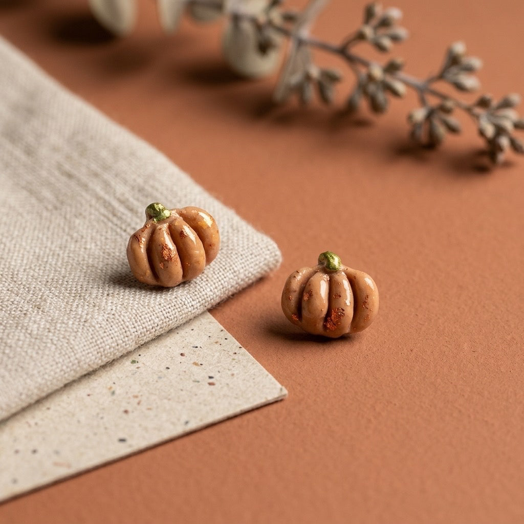 Golden Harvest Pumpkin Stud Earrings