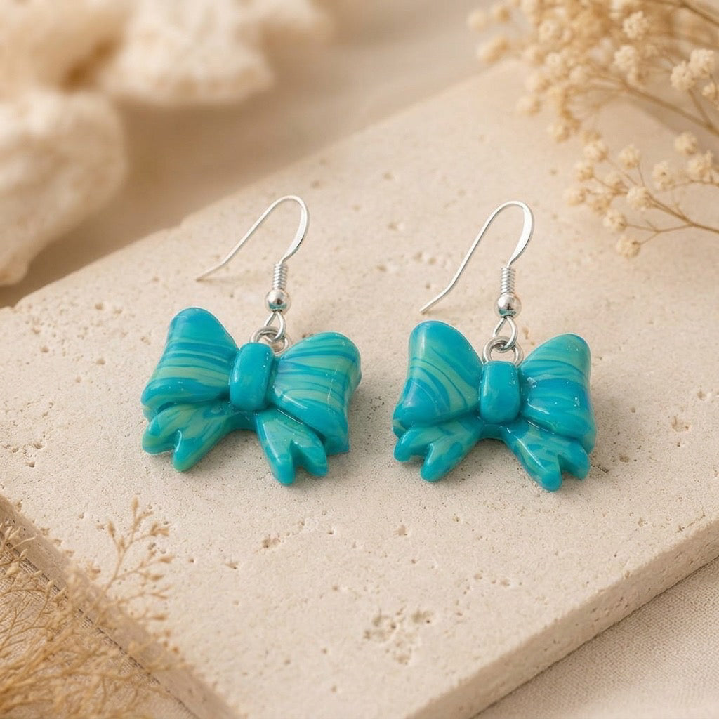 Coastal Blue Bow Earrings