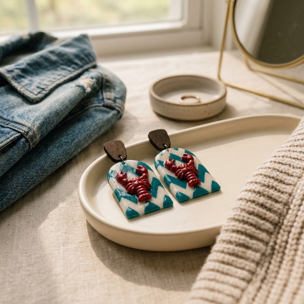 Lobster Shack Coastal Dangles – Handmade Nautical Earrings