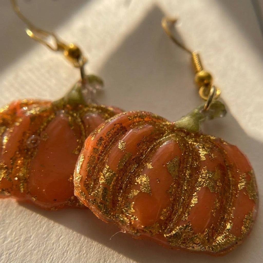Gilded Harvest Pumpkin Dangle Earrings