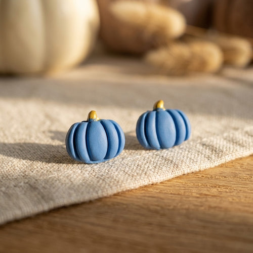 Blue Pumpkin Stud Earrings