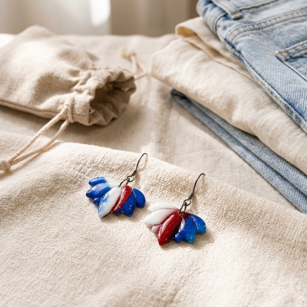 Patriotic Bloom Dangle Earrings