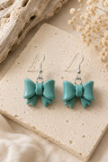 Sea Glass Bow Earrings – Handmade Coastal Polymer Clay Dangles