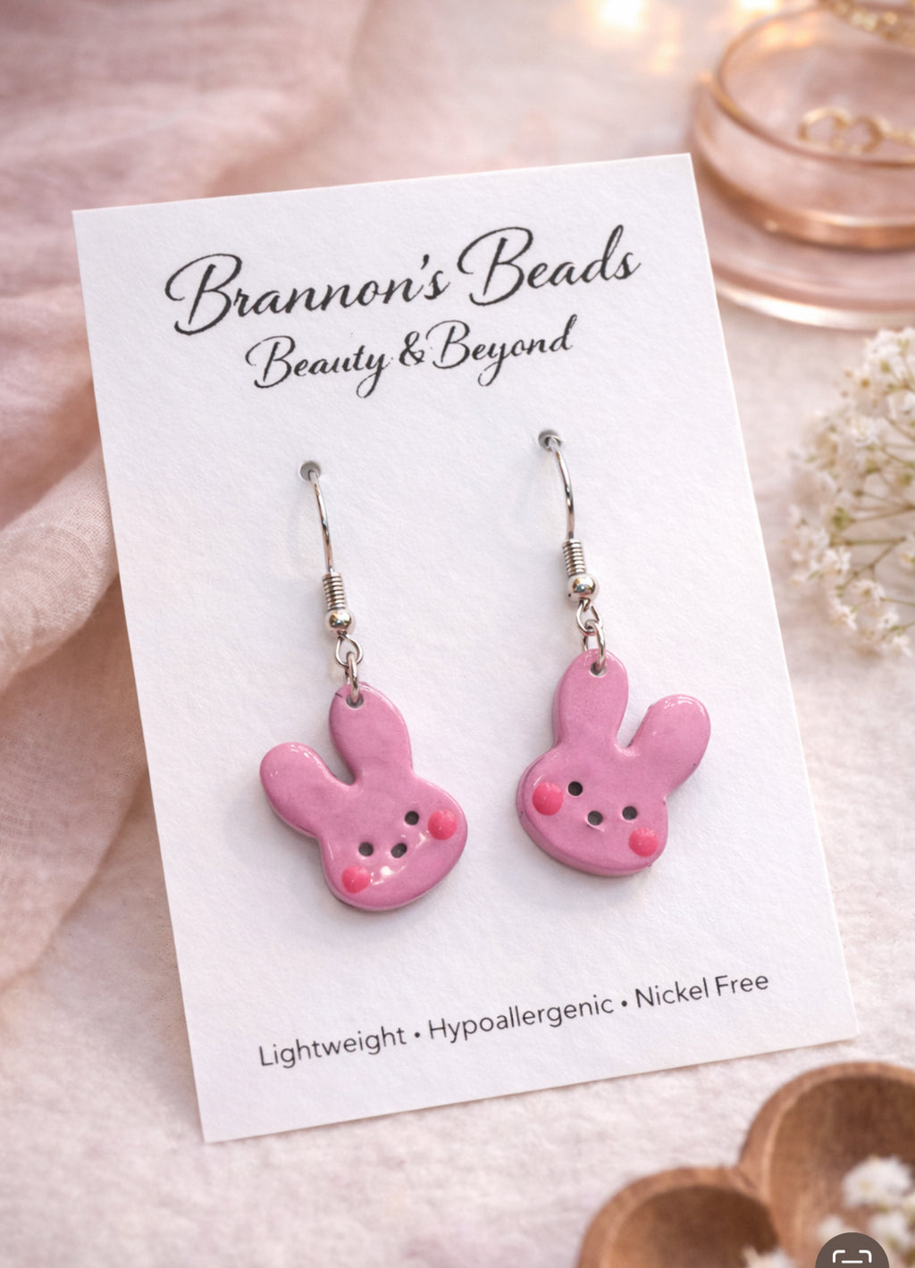 Pastel Bunny Earrings | Cute Easter Bunny Dangle Earrings