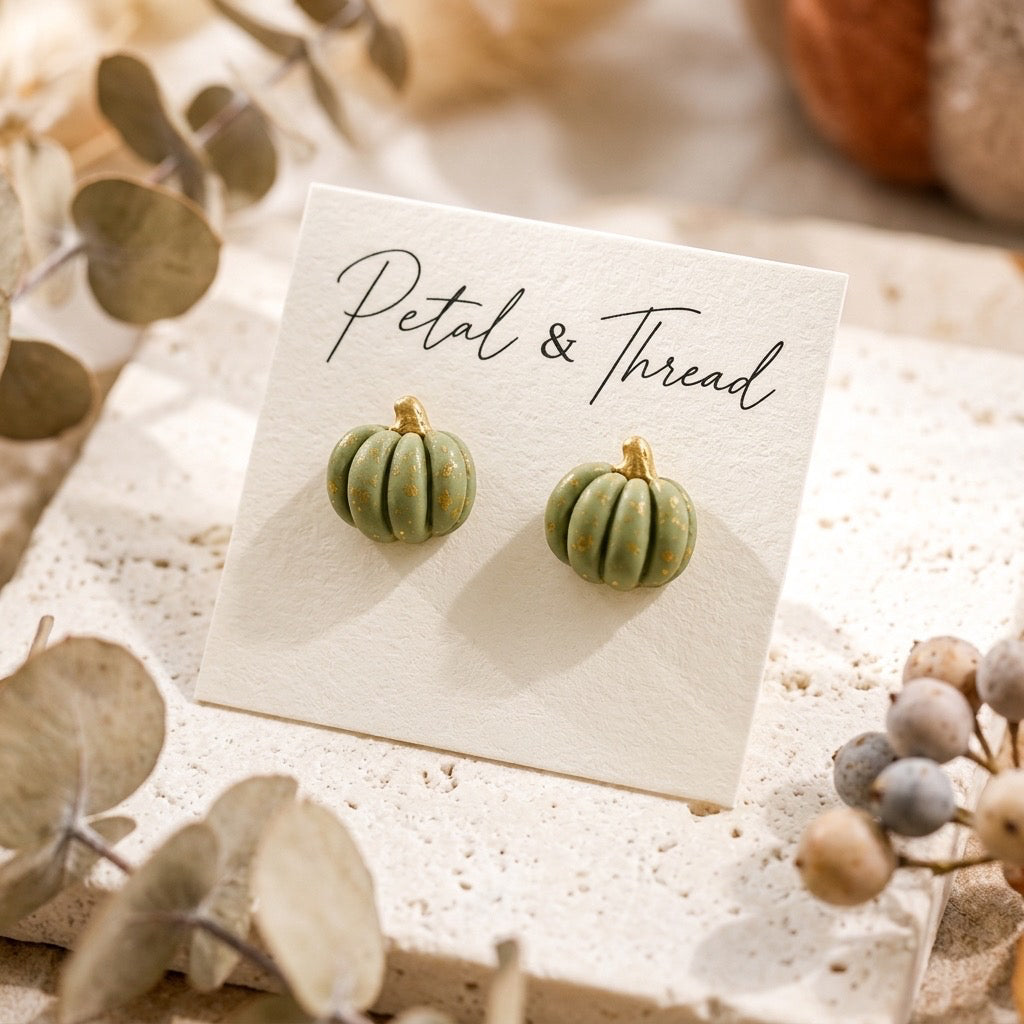 Sage Green Pumpkin Studs