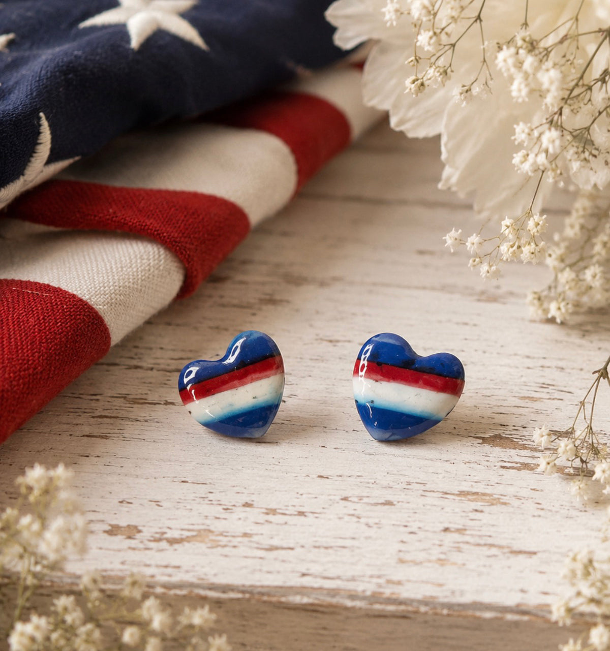 Americana Heart Stud Earrings