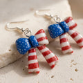 Patriotic Bow Dangle Earrings | Red White & Blue Fourth of July Earrings