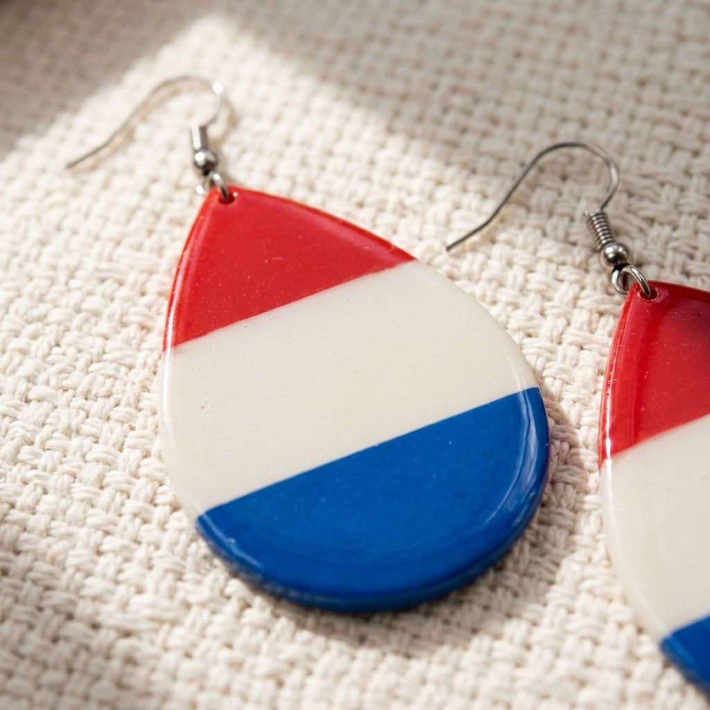 Patriotic Teardrop Dangle Earrings