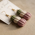 Autumn Pumpkin Stack Dangle Earrings | Olive, Ivory & Mauve