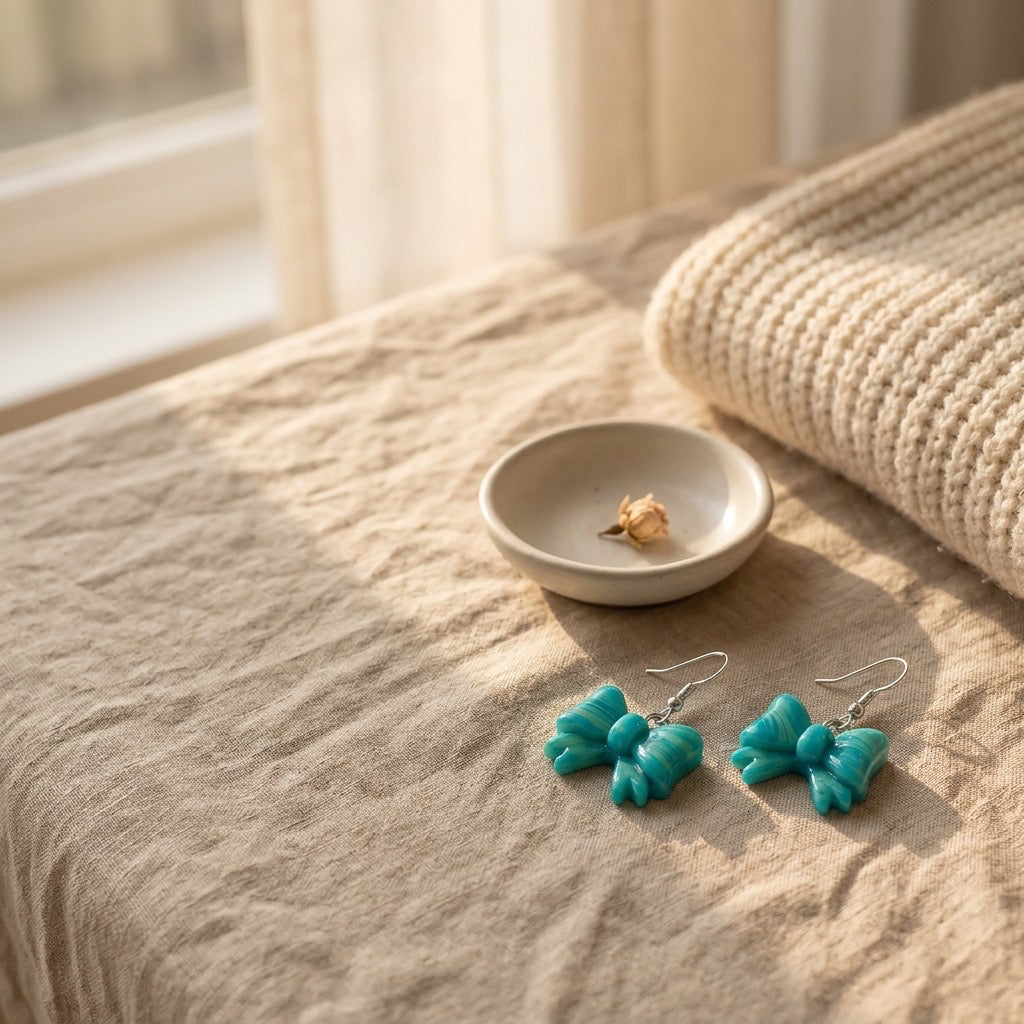 Coastal Blue Bow Earrings