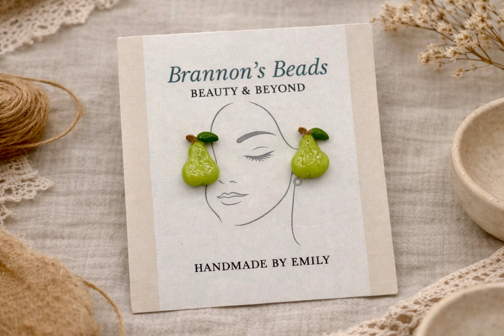 Pear Stud Earrings – Mini Green Pear | Lightweight, Hypoallergenic & Nickel Free