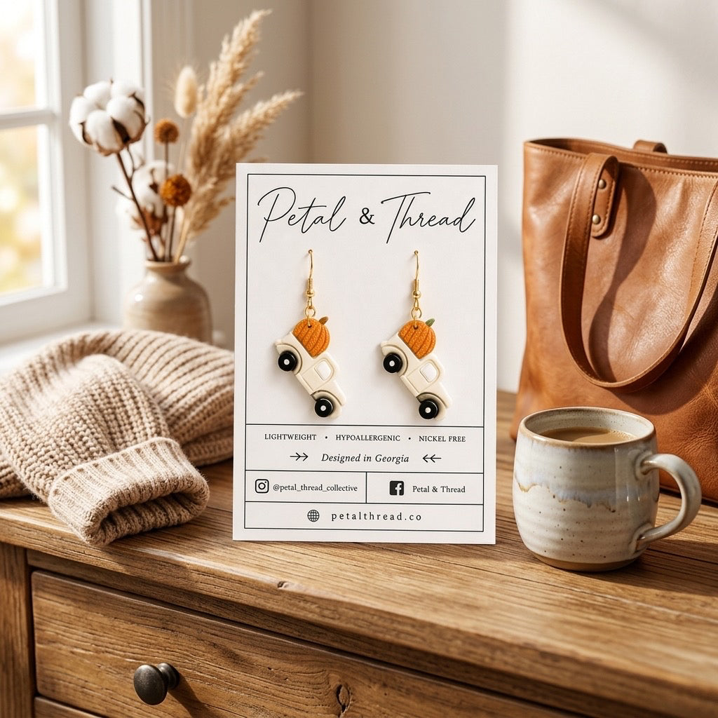 Ivory pumpkin truck dangles