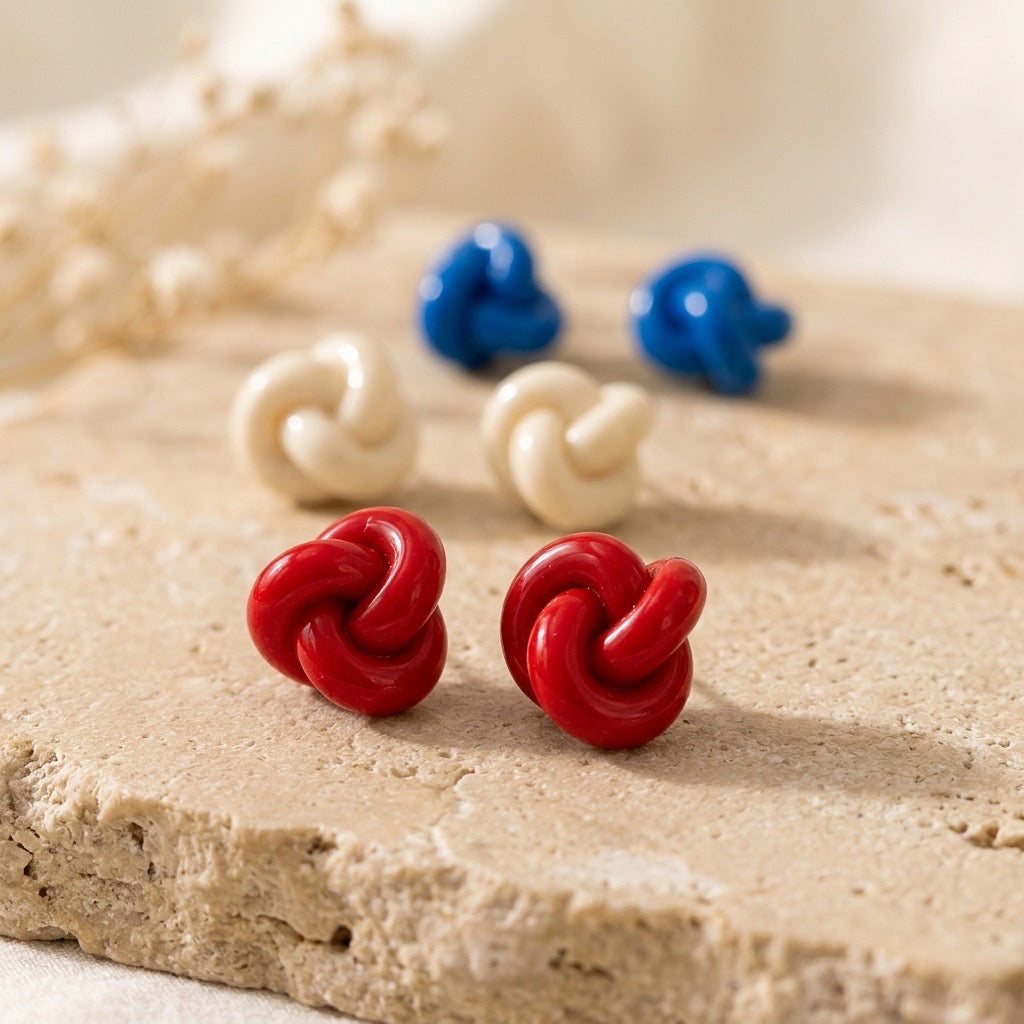 Patriotic Knotted Stud Trio Set