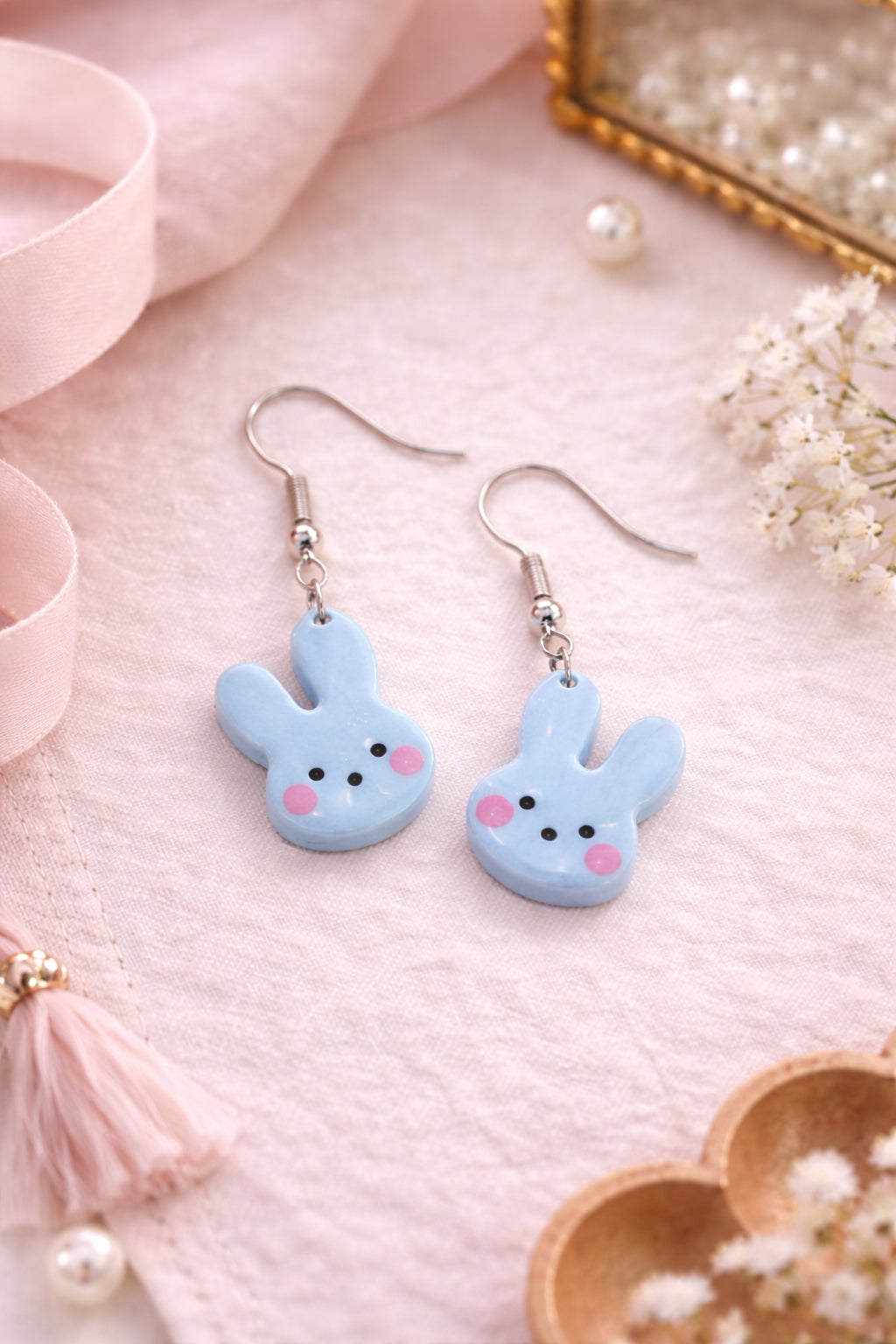 Pastel Bunny Earrings | Cute Easter Bunny Dangle Earrings
