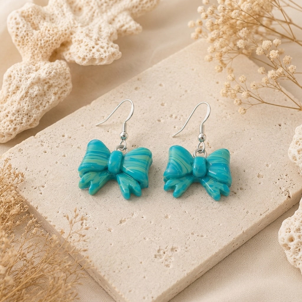 Coastal Blue Bow Earrings