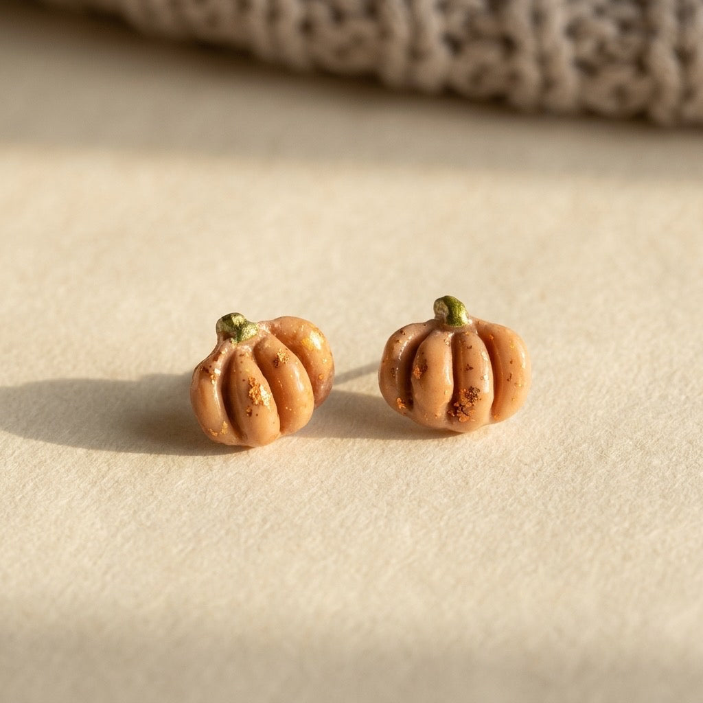 Golden Harvest Pumpkin Stud Earrings