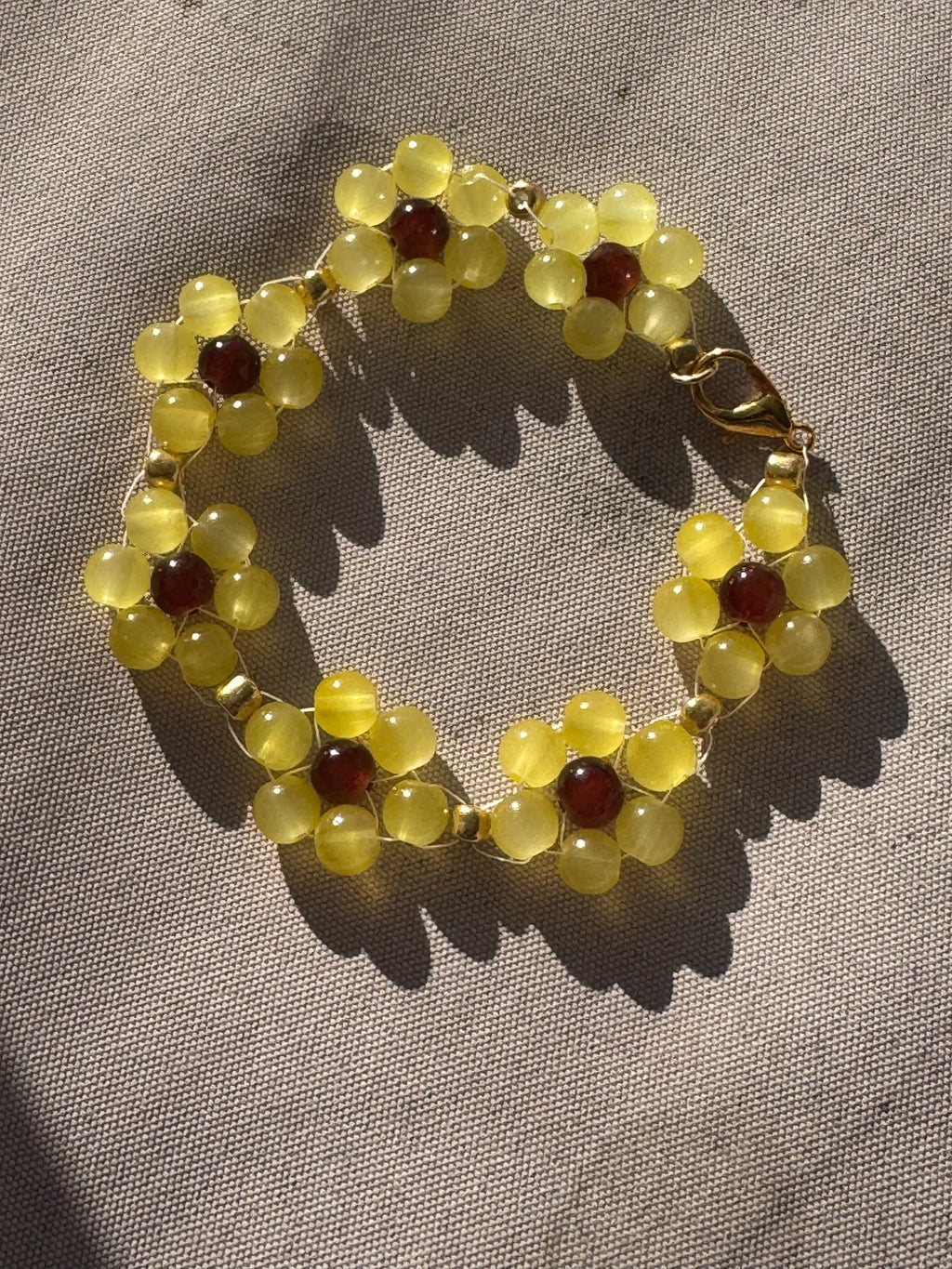 Golden Daisy Beaded Bracelet