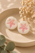 Blushing Sand Dollar Studs – Handmade Coastal Earrings