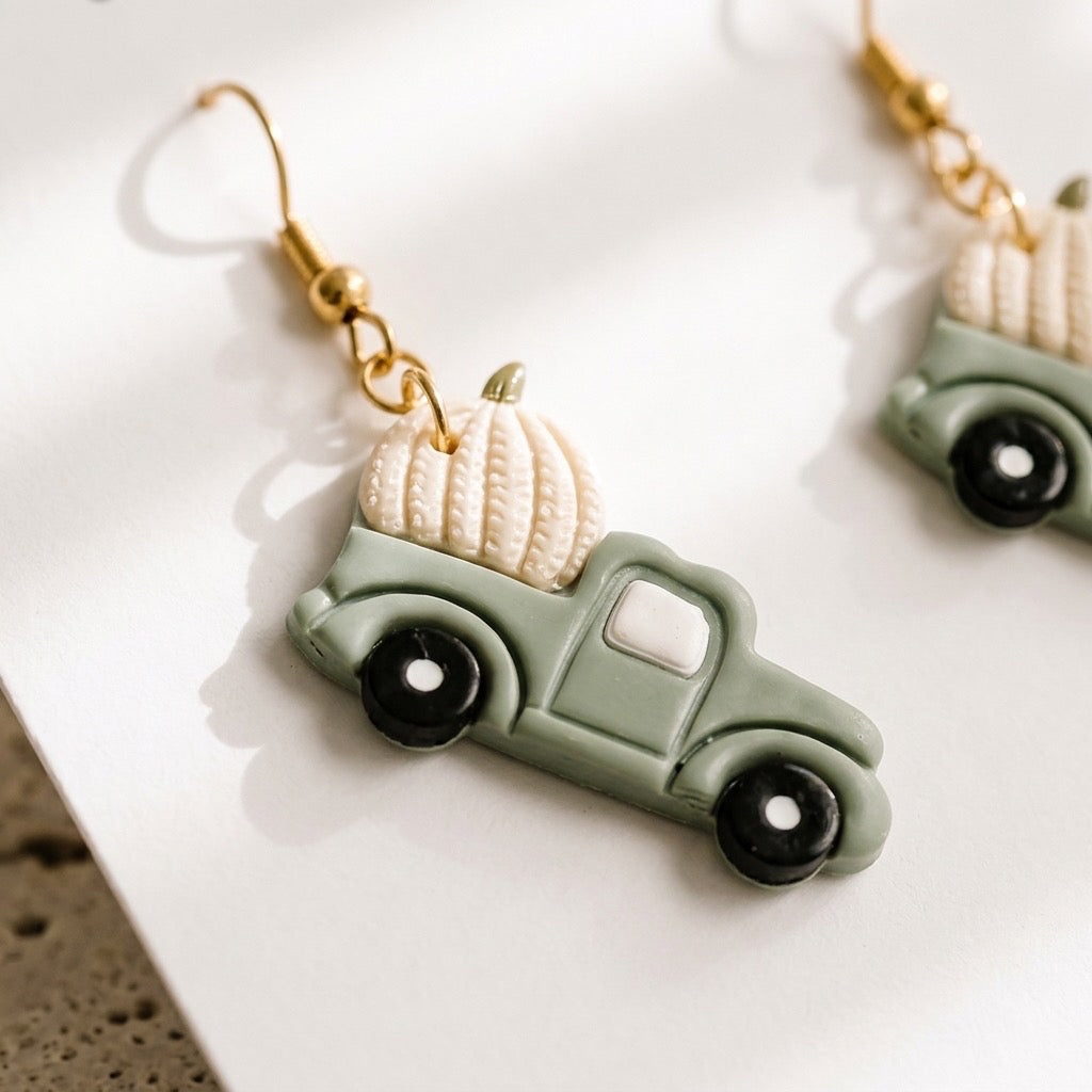 Olive green pumpkin truck dangle
