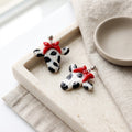 Cow Dangle Earrings with Red Bow | Farmhouse Boutique Style