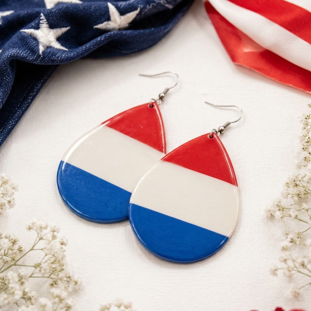 Patriotic Teardrop Dangle Earrings