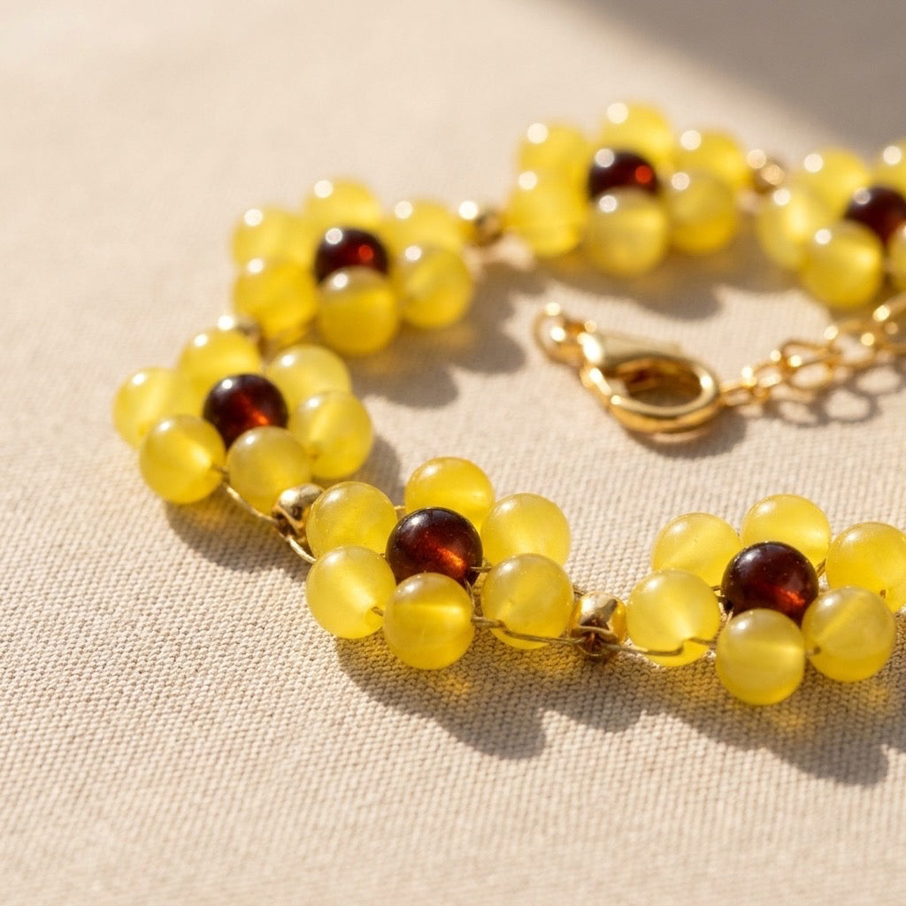 Golden Daisy Beaded Bracelet